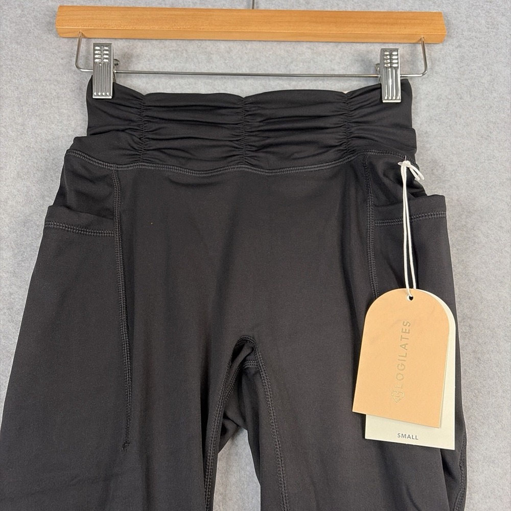 Blogilates Ruched Waist Leggings in Black High Waisted Side Pockets - S